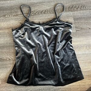 Black Velvet Spaghetti Strap Cami Top - Women's